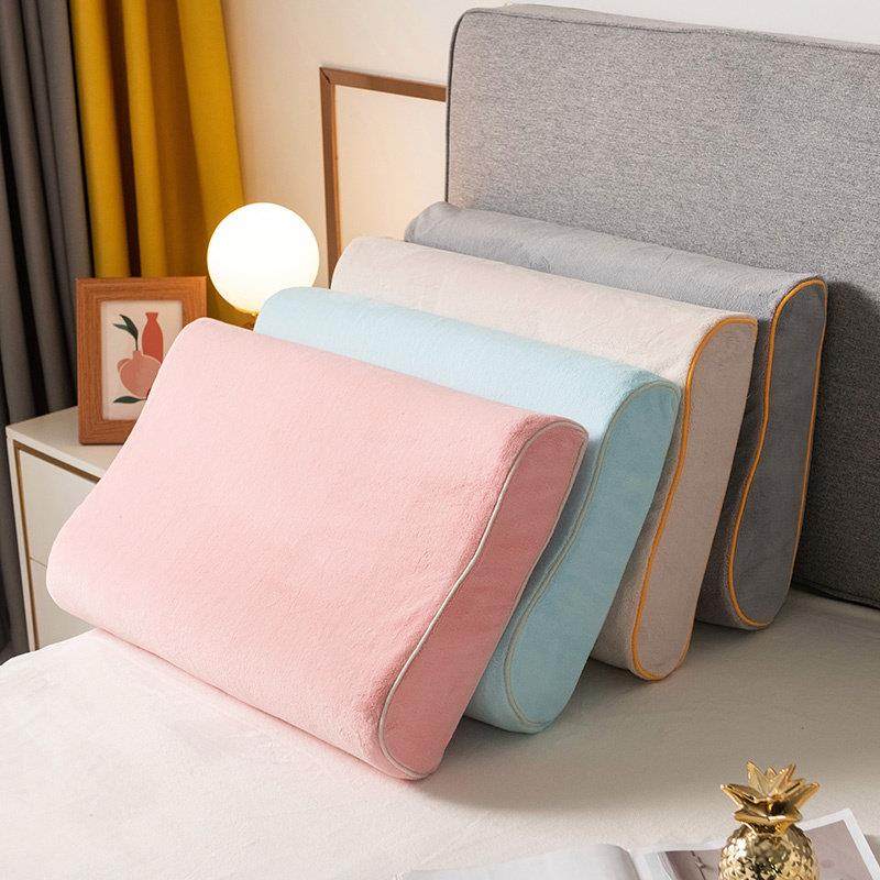 牛奶绒乳胶枕套一对装40x60单人法兰绒儿童加厚记忆棉枕头套30x50