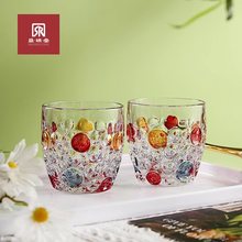 【两个装】捷克水晶圆点气泡玻璃杯