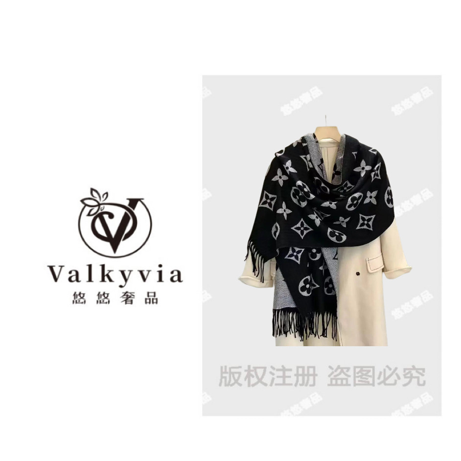 【Valkyvia/悠悠奢品】 秋冬黑色防羊绒围巾，经典百搭显高级