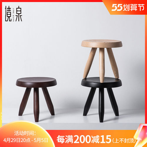 全实木小凳子家用矮凳侘寂风圆凳客厅高颜值坐凳换鞋凳儿童小板凳