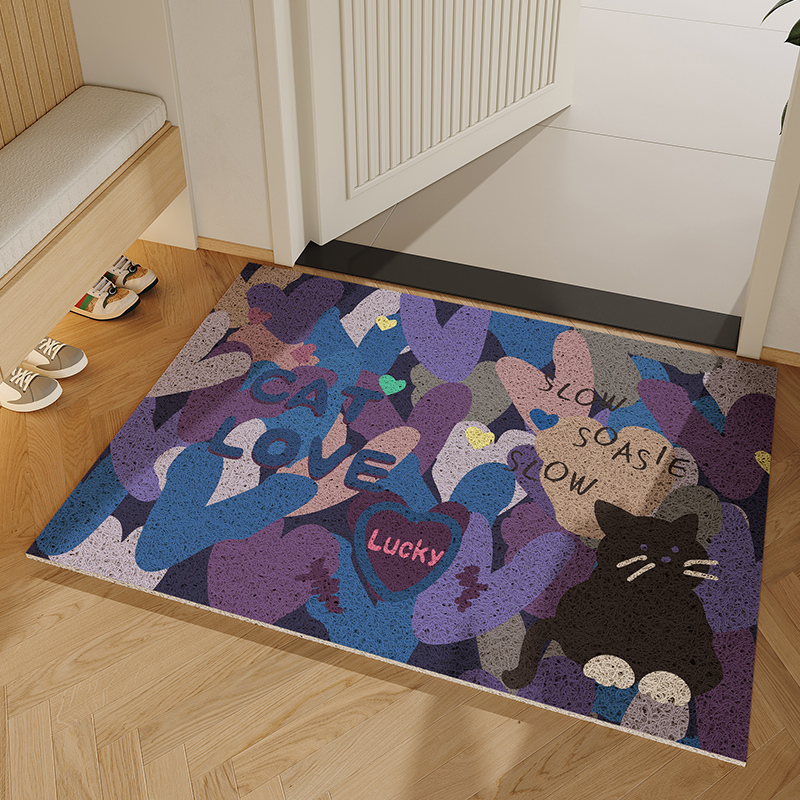 贝栖高级感猫咪进门高密丝圈地垫