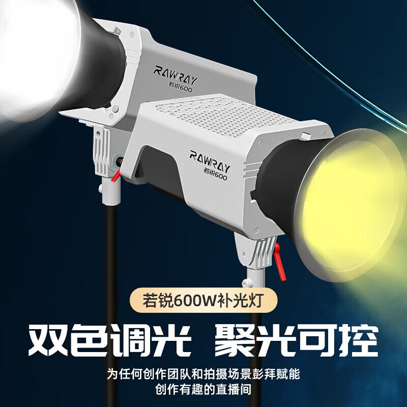 8Rawray若锐600w大功率影室灯600x双色温补光灯摄影棚灯光设备