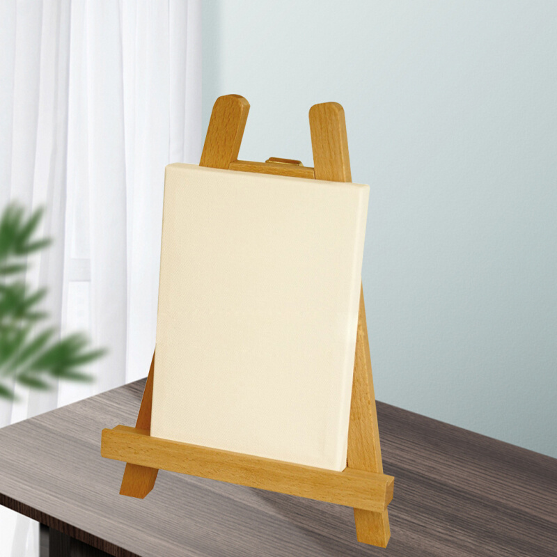 榉木落地三角小画架 桌面台式展示小画架 相框支架 木制画架
