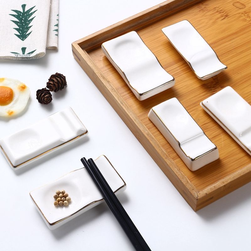 筷托餐桌筷子架托家用酒店金边欧式轻奢风三用筷架可定安零容