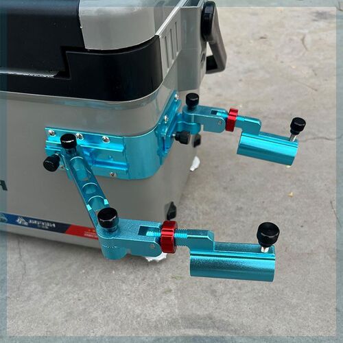 钓箱用包角双炮台自折款互换拐角炮台架前置炮台架万向调节鱼配件