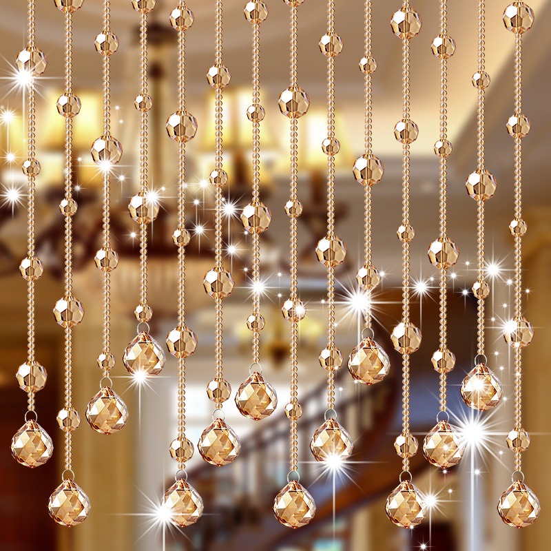 水晶珠帘门帘客厅隔间帘过道装饰入户玄关吊饰新款串珠挂帘免打孔