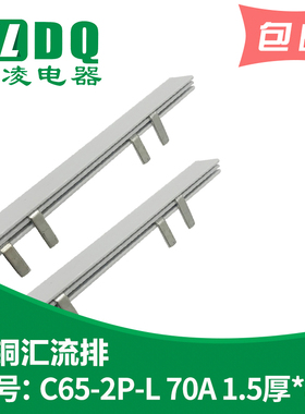 C65-2P漏电70A汇流排(72间距) 紫铜1.5厚*8mm宽 C65型