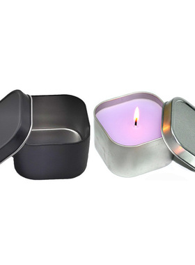 现货批发24个装黑色方形食品罐8oz蜡烛铁罐马口铁小方盒包装铁盒