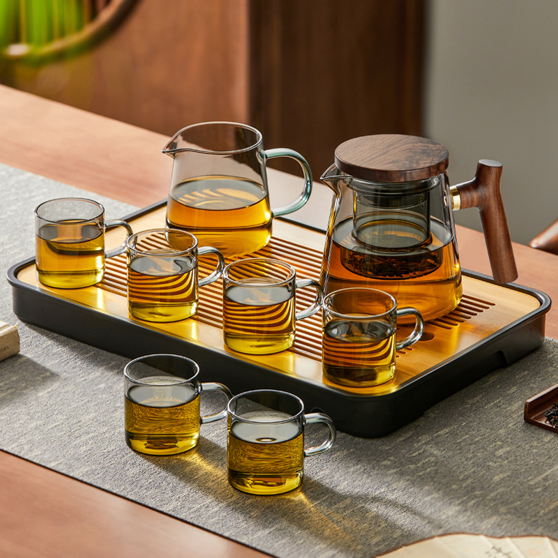 玻璃茶具套装家用小型茶盘茶台办公室会客茶壶茶杯喝茶功夫泡茶壶