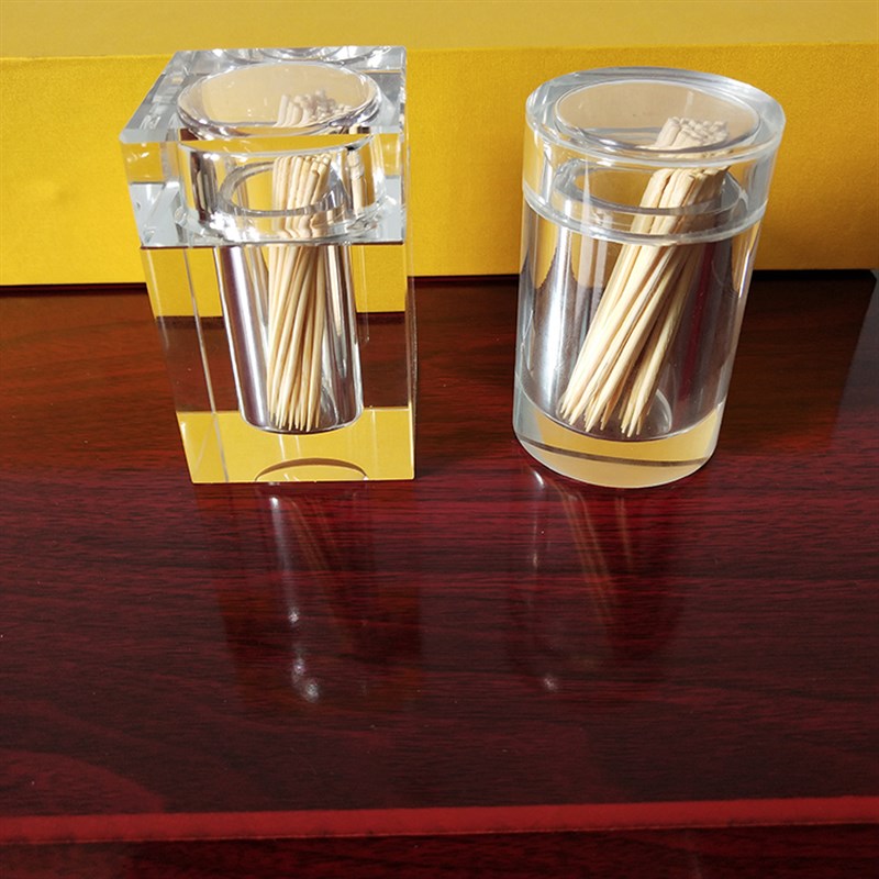 水晶玻璃方圆形牙签筒酒店用品家用透明彩色牙签盒广告牙签罐定制