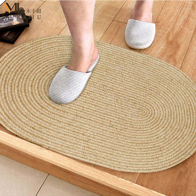 入户门垫进门家用防滑防尘浴室吸水垫厨房卫生间脚垫手工黄麻地垫