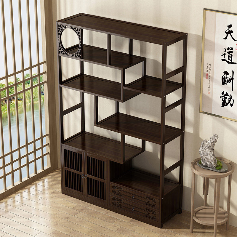 博古架实木中式茶柜置物架茶室茶叶展示柜紫砂壶摆放茶具收纳层架