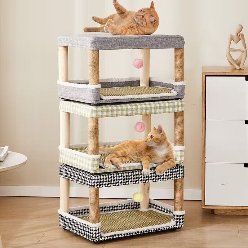 实木猫窝凳子储物夏天多猫咪窝小幼猫屋房子四季通用冬保暖猫爬架