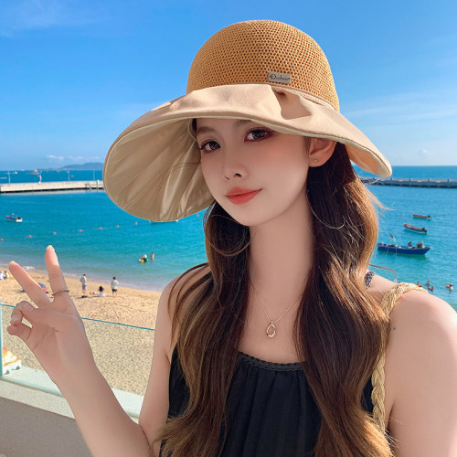 韩版百搭防晒遮阳帽大檐太阳帽女夏休闲出游防晒帽子透气沙滩帽