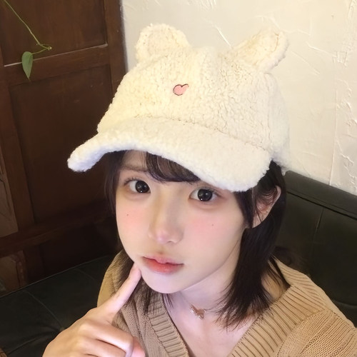 秋冬女款毛绒保暖鸭舌帽女棒球帽
