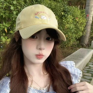 黄色可爱小猫棒球帽女2026新款春夏防晒遮阳鸭舌帽薄款大帽檐帽子