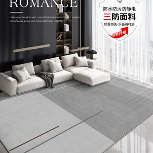轻奢高级沙发茶几毯灰色免洗可擦免打理简约家用 地毯客厅2024新款