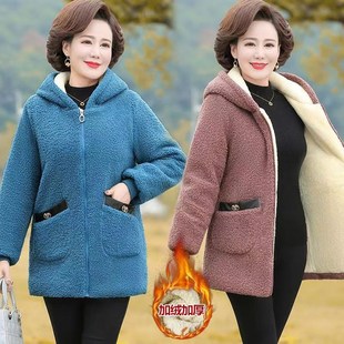 媽媽秋冬季 搖粒絨棉襖 中老年人冬裝 羊羔絨洋氣外套女加厚加絨大碼