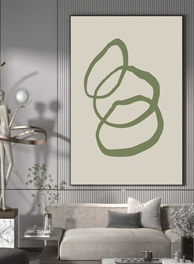 森系绿色抽象进门玄关装饰画极简客厅挂画线条沙发背景墙落地壁画