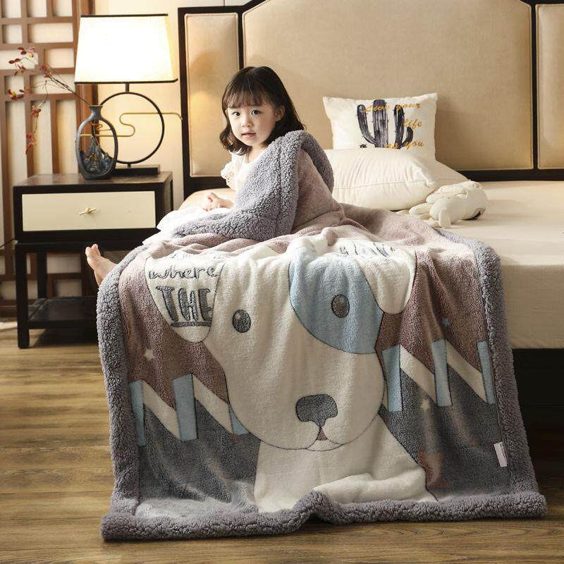 儿童毛毯双层加厚冬季羊羔绒小被子幼儿园午睡宝宝婴儿珊瑚绒毯子