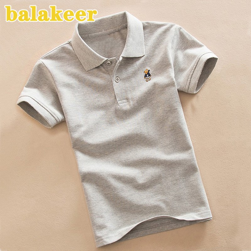 巴拉童装儿童短袖POLO衫夏装男女童白色纯棉短袖t恤宝宝polo班服