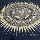 贵州蜡染布艺定制铜鼓纹太阳鼓抱枕布桌旗桌布门帘定做民族非遗