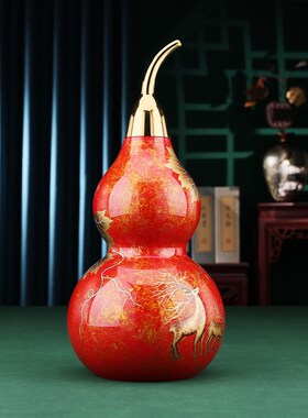 黄铜《五福临门》葫芦摆件中式家居客厅玄关电视柜装饰品摆设礼品