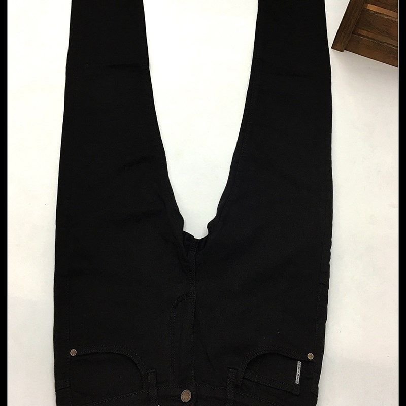 春夏黑色牛仔裤男薄款中腰小直筒修身长裤简约百搭动力牛男装裤子