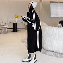 卫衣裙女中长款过膝春秋季新款韩版大码宽松显瘦半高领长袖连衣裙