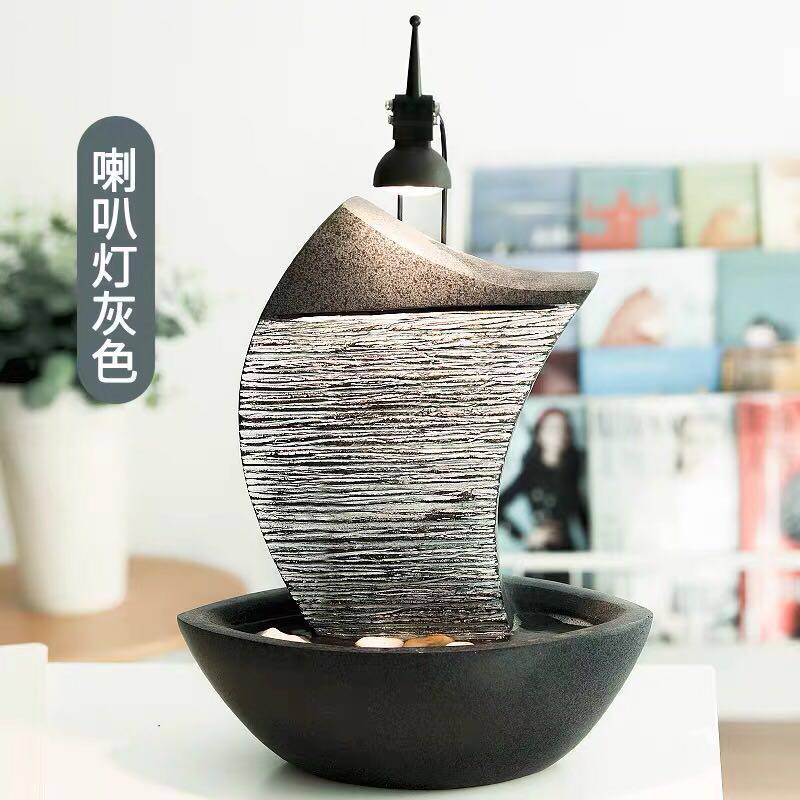 创意欧式流水加湿器水景客厅办公室家居桌面装饰开业招财礼品摆件