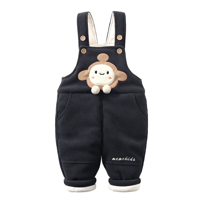 宝宝背带棉裤冬夹棉加厚儿童男童外穿一岁小童男宝婴儿冬季背带裤