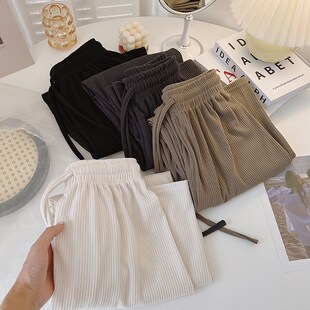 女装 女小个子150CM阔腿显高穿搭直筒裤 2022春季 针织裤 新款 145小码