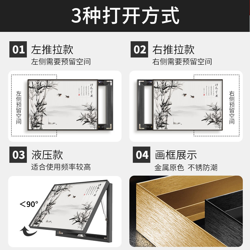 家用电表箱遮盖装饰画免打孔新中式餐厅配电箱遮挡挂画定制小尺寸