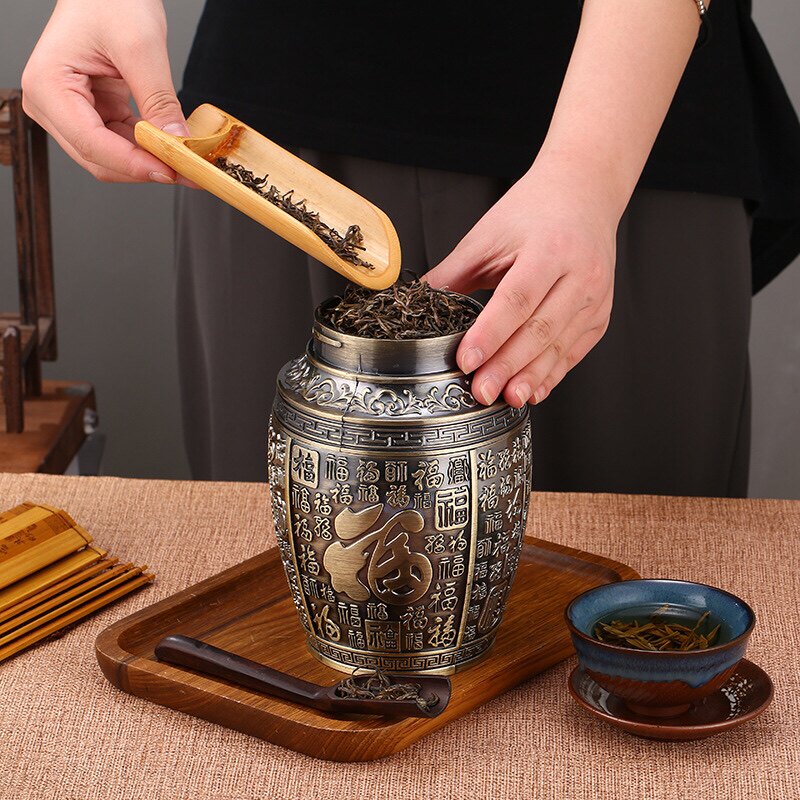 茶叶罐茶罐密封罐精致高档储存罐铁罐锡一斤大号超大防潮复古储藏