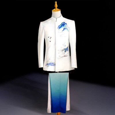 新款大合唱演出服男女长裙学生红歌比赛服装中国风古筝朗诵演出服