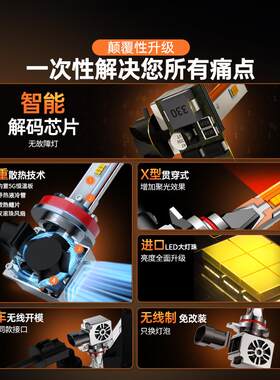 适用五菱宏光led大灯泡专用远光近光一体激光透镜plus前车灯雾灯