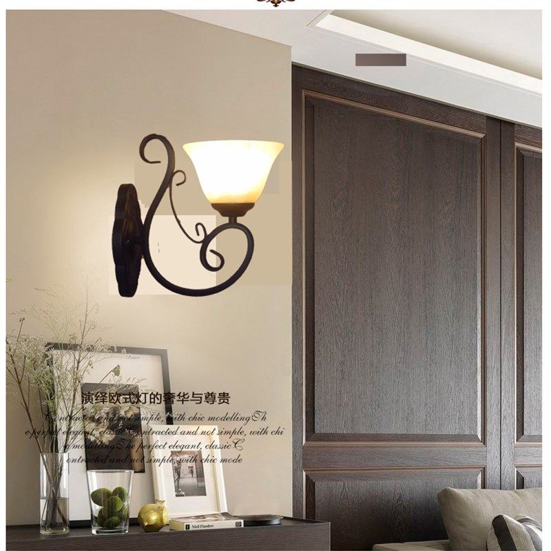 欧式单头壁灯卧室床头书房灯简约镜前灯美式田园灯具阳台壁灯