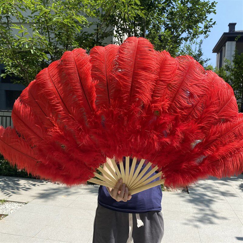 包邮大号鸵鸟羽毛扇子 肚皮舞蹈酒吧表演演唱会道具羽毛绒大扇子