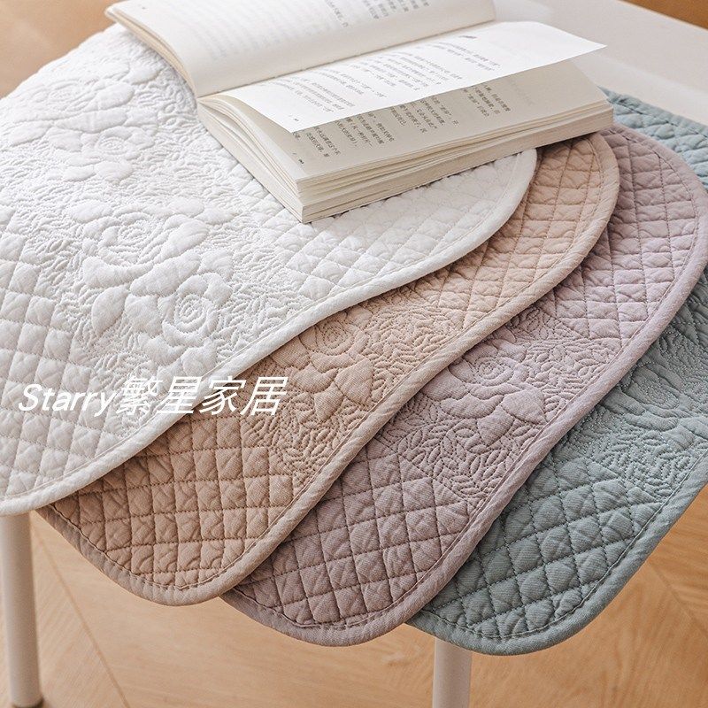 素色绣花全棉绗缝夹棉坐垫椅垫防滑布艺餐椅垫四季通用椅子垫机洗,居家布艺,椅垫,淘宝优惠券,粉丝福利购,淘宝优惠卷