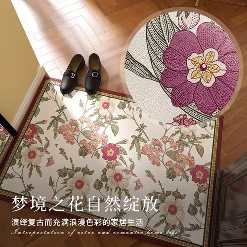 美式入户地垫家用门口进门皮革脚垫玄关高级感免洗可擦可裁剪地毯