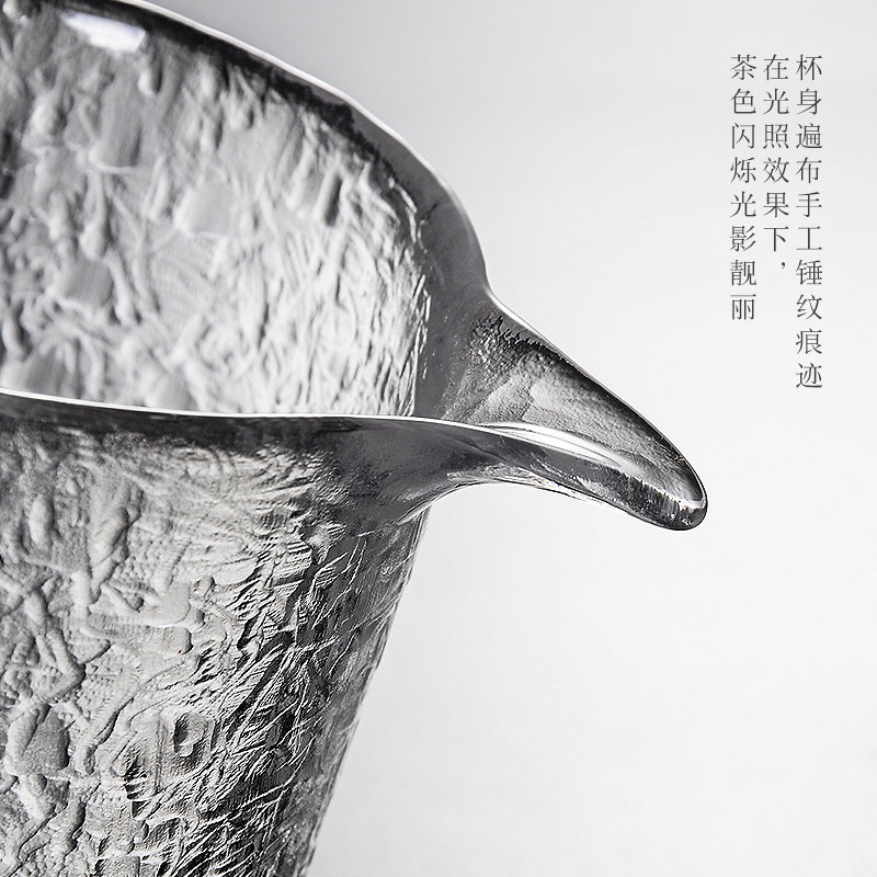 锤目纹公道杯玻璃分茶器加厚透明耐热耐高温大号日式功夫茶具配件