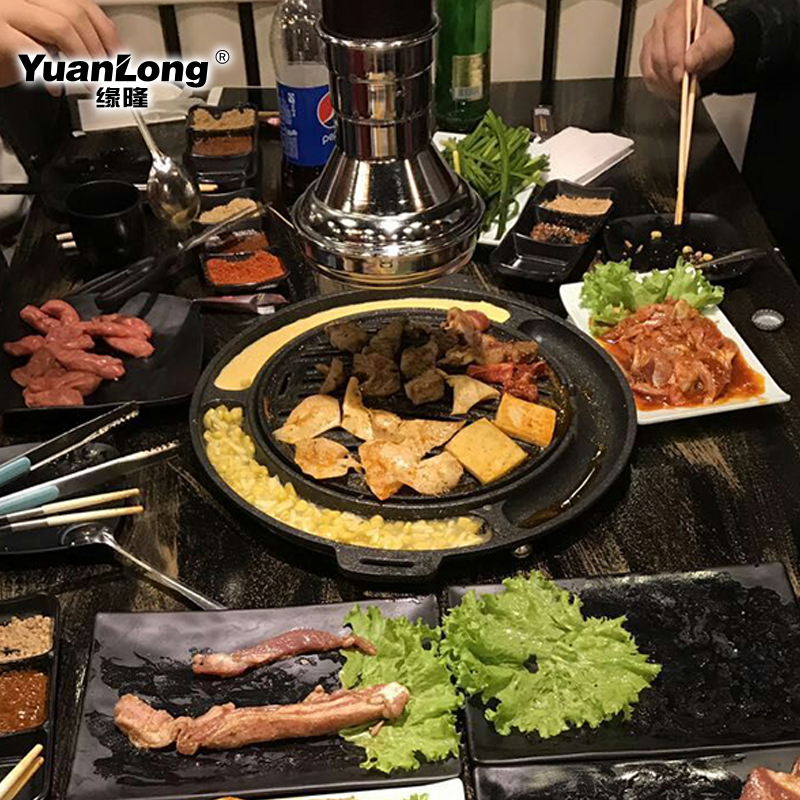 韩式炭烤炉商用上排烟碳烤炉鸡蛋糕烤盘烤肉炉烧烤炉镶嵌餐厅烤锅