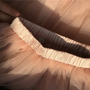 粉色百褶网纱超长半身裙女夏长款半裙拖地纱裙温柔仙女及踝长裙子