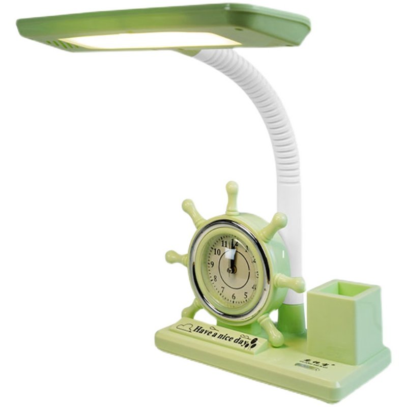 护眼学习台灯中小学生专用卡通闹钟儿童书桌写字插电卧室床头看书