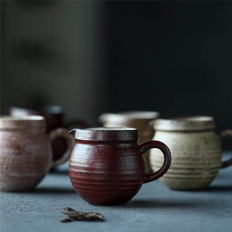 景德镇陶艺家手绘毛刷咖啡杯茶杯子日式复古粗陶分享杯公道杯茶具
