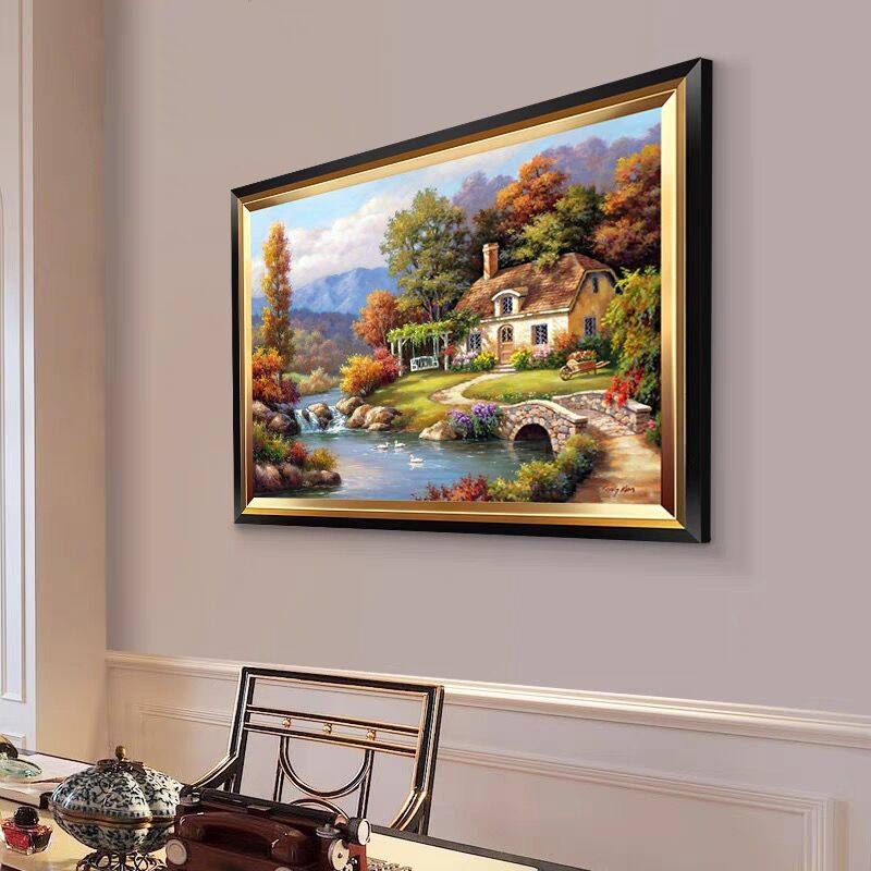 花园小屋十字绣2023新款线绣客厅小幅欧式田园风景小件满绣餐厅画