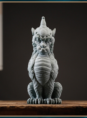 青砂石山海经中式家居麒麟龙龟茶宠摆件创意国风送礼鱼缸造景貔貅