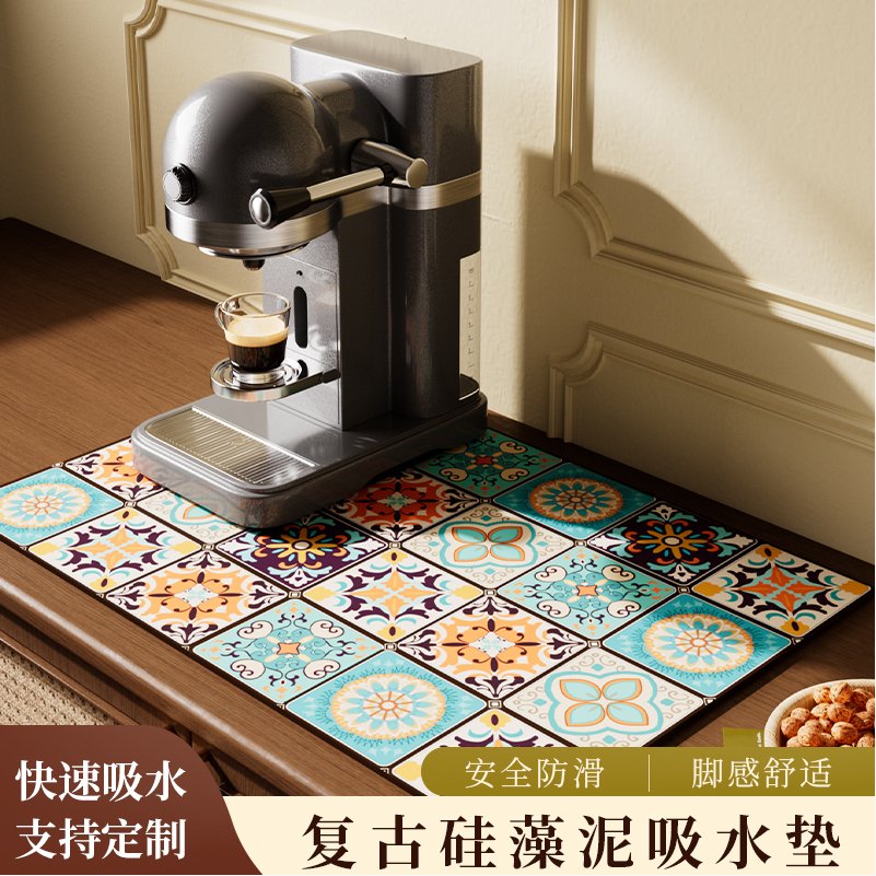 吸水垫洗手台防滑瞬干隔热碗垫轻奢复古咖啡机餐垫厨房台面沥水垫