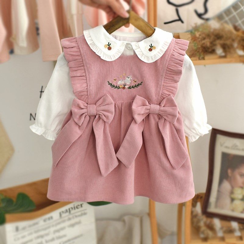 女童春装连衣裙2024新款洋气宝宝周岁礼服春秋儿童婴儿公主背心裙