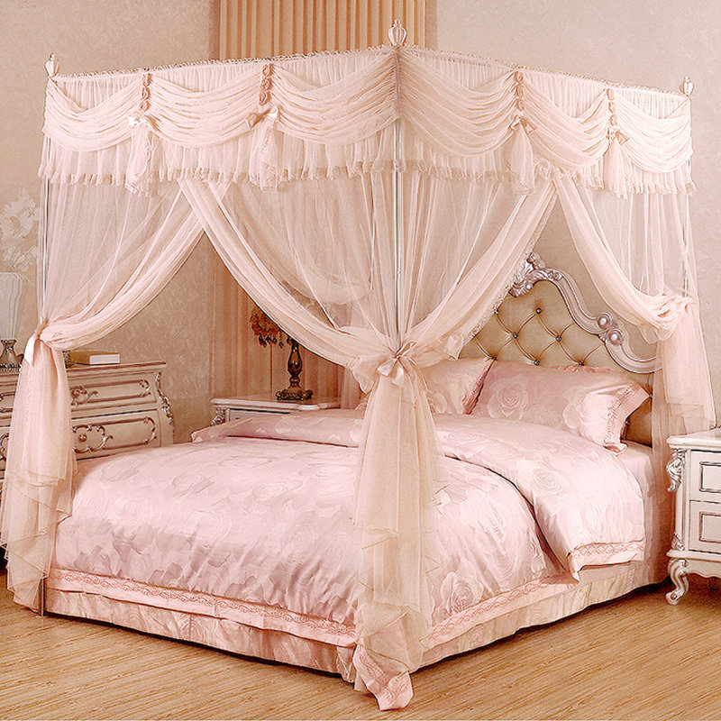 康亨蚊帐三开门方顶落地支架宫廷1.5米1.8m床双帐子